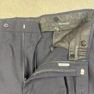 Vintage Burberrys Wool Pleated Dress Pants Mens FITS 32x26 Blue USA